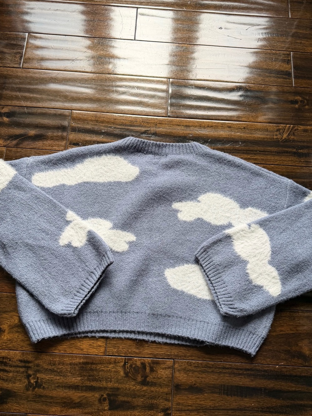 Light Blue Cloud Crewneck Sweater - Picture 4 of 4
